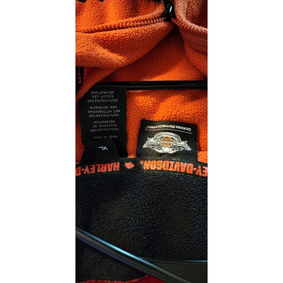 Harley Davidson 1/4th Zip Sweater Mens XLarge Orange Pullover Fleece Lightweight - Picture 5 of 6